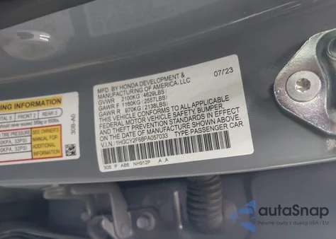 2023 Honda Accord Hybrid Ex-L из США, поврежденный, VIN 1HGCY2F68PA057033